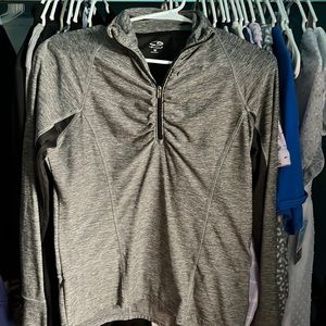 Brand: Champion, Color: Dark Gray w/ Black, Type: Sports Sweatshirt